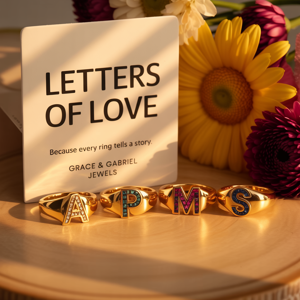 Nova - Gold Stainless Steel Initial Ring